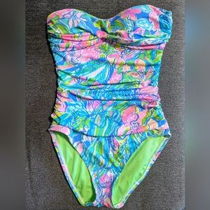 Lilly Pulitzer flamenco strapless one piece swimsuit size 0